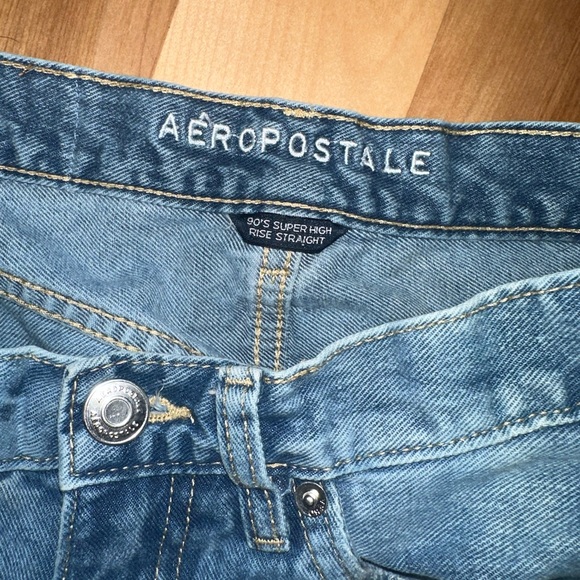 90s Aeropostale high waisted straight leg patchwork jeans size 00 - Picture 7 of 9
